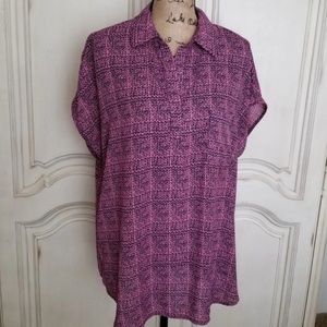 Pleione fuschia pink and black blouse 
One pocket